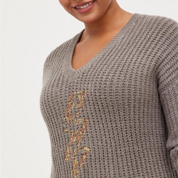 Torrid Chunky Pullover Tunic Sweater lightning bolt embellished 3x NEW NWT - Picture 4 of 13